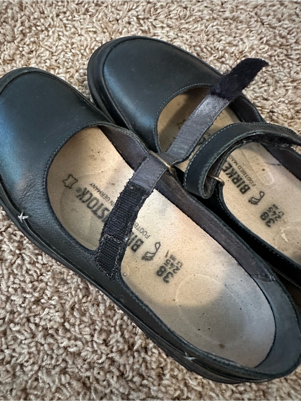Birkenstock Black Leather Mary Jane Shoes Boho leather adjustable 38 - Picture 2 of 6